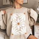XXL Sand Boho Daisy Floral Bohemian Garden Print Soft Cotton-Polyester Premium Comfort Sweatshirt
