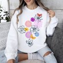 Large White Floral Outlines, Flower Doodle Botanical Line Art Garden Sketch Collection Sweatshirt