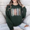  Falling Leaves, Botanical Stripes Autumn Nature-Inspired Print Cozy Fleece Sweatshirt