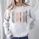 XXXL Ash Light Gray Falling Leaves, Botanical Stripes Autumn Nature-Inspired Print Cozy Fleece Sweatshirt