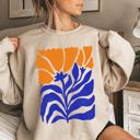 XXXL Sand Floral Design Featuring Bold Blues And Oranges Flowers And Nature Motif Sweatshirt