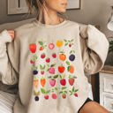 Small Sand Fruity Delight Colorful Berries Illustrated Whimsical Fruit Pattern Artwork Sweatshirt