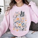 Small Light Pink Whimsical Garden Floral Design With Delicate Petals And Lush Leaves And Blooms Sweatshirt