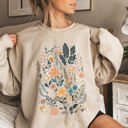 Small Sand Whimsical Garden Floral Design With Delicate Petals And Lush Leaves And Blooms Sweatshirt