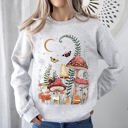 XL Ash Light Gray Mystical Mushroom Forest Moonlit Glade Spirit Realm Edition Nature Inspired Sweatshirt