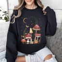 XXL Black Mystical Mushroom Forest Moonlit Glade Spirit Realm Edition Nature Inspired Sweatshirt