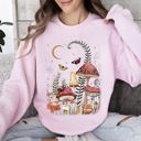 Large Light Pink Mystical Mushroom Forest Moonlit Glade Spirit Realm Edition Nature Inspired Sweatshirt