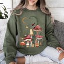 XXL Military Green Mystical Mushroom Forest Moonlit Glade Spirit Realm Edition Nature Inspired Sweatshirt