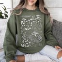 XXXL Military Green Vintage Fern Illustration Sweatshirt