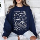 XXL Navy Vintage Fern Illustration Sweatshirt