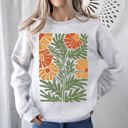 XXL Ash Light Gray Retro Daisy Design Vintage Floral Garden Theme Botanical Illustration Textured Motif Sweatshirt