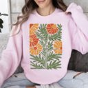 Medium Light Pink Retro Daisy Design Vintage Floral Garden Theme Botanical Illustration Textured Motif Sweatshirt