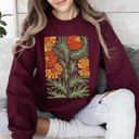 XXXL Maroon Retro Daisy Design Vintage Floral Garden Theme Botanical Illustration Textured Motif Sweatshirt