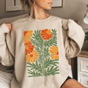 XL Sand Retro Daisy Design Vintage Floral Garden Theme Botanical Illustration Textured Motif Sweatshirt