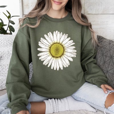 Retro Daisy Print, Vintage Flowers Floral Pattern Nostalgia Edition Collection Sweatshirt
