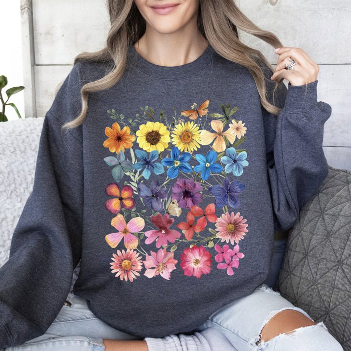 Bright Pressed Flowers Sweatshirt