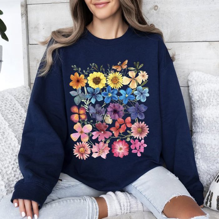 Bright Pressed Flowers Sweatshirt