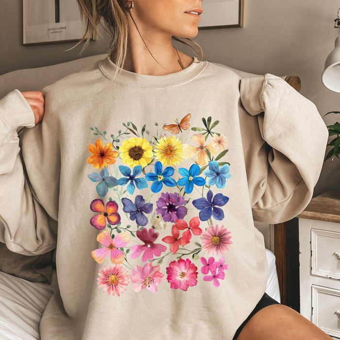 Bright Pressed Flowers Sweatshirt