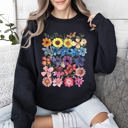 XXL Black Bright Pressed Flowers Sweatshirt