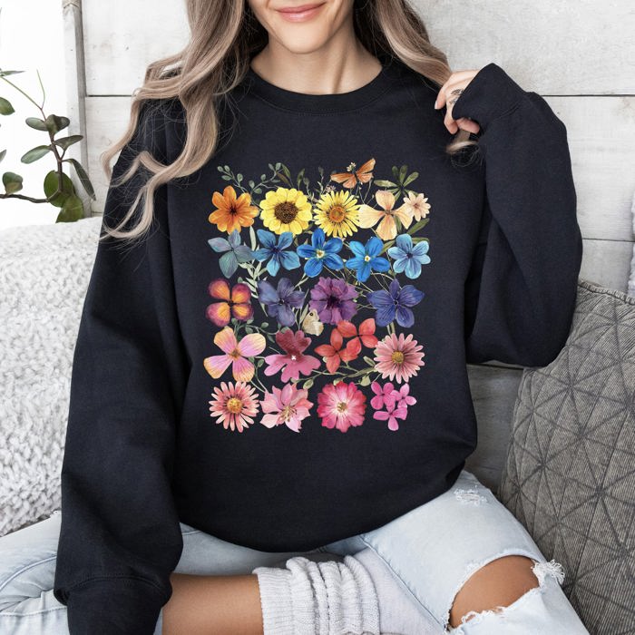 Bright Pressed Flowers Sweatshirt