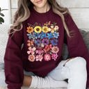 XXL Maroon Bright Pressed Flowers Sweatshirt