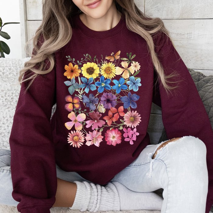 Bright Pressed Flowers Sweatshirt