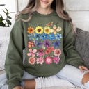 XXL Military Green Bright Pressed Flowers Sweatshirt