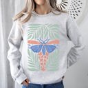 XXXL Ash Light Gray Timeless Tropical Butterfly and Palm Boho Print Design for Cozy All-Season Sweatshirt
