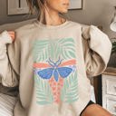 Medium Sand Timeless Tropical Butterfly and Palm Boho Print Design for Cozy All-Season Sweatshirt