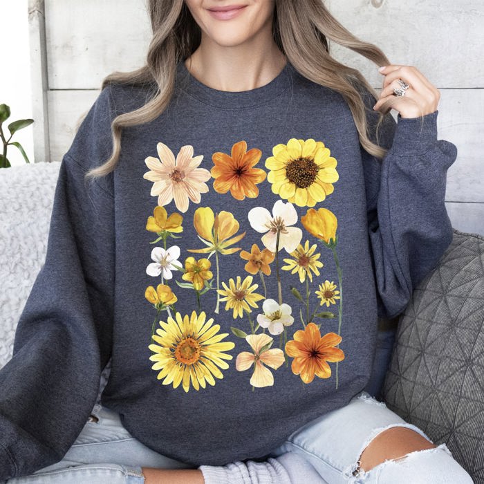 Sunflower Sunshine Radiant Field Of Golden Petals Illustration Sunlit Day Graphic Sweatshirt