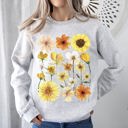 Medium Ash Light Gray Sunflower Sunshine Radiant Field Of Golden Petals Illustration Sunlit Day Graphic Sweatshirt