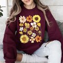 Medium Maroon Sunflower Sunshine Radiant Field Of Golden Petals Illustration Sunlit Day Graphic Sweatshirt