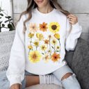 Medium White Sunflower Sunshine Radiant Field Of Golden Petals Illustration Sunlit Day Graphic Sweatshirt