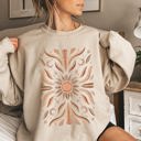 Small Sand Boho Radiant Sun Celestial Mandala Print Cozy Fleece Lined Warm Winter Edition Sweatshirt