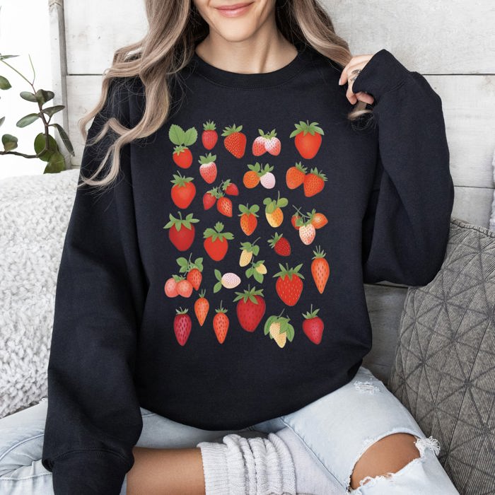 Sweet Strawberry Delight, Juicy Fruit, Berry Sweatshirt