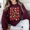 Large Maroon Sweet Strawberry Delight, Juicy Fruit, Berry Sweatshirt