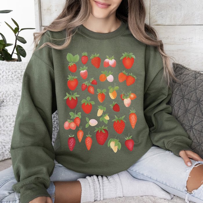 Sweet Strawberry Delight, Juicy Fruit, Berry Sweatshirt