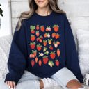 Large Navy Sweet Strawberry Delight, Juicy Fruit, Berry Sweatshirt