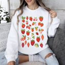 Medium White Sweet Strawberry Delight, Juicy Fruit, Berry Sweatshirt