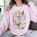  Meadow Magic Soft Floral Print Delicate Blossoms On Cozy Knit Vintage Inspired Everyday Wear Sweatshirt