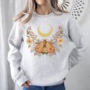 Small Ash Light Gray Mystical Moth And Moon Enchanted Floral Night Sky Dreamscape Collection Sweatshirt