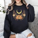 Small Black Mystical Moth And Moon Enchanted Floral Night Sky Dreamscape Collection Sweatshirt