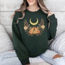 Large Forest Green Mystical Moth And Moon Enchanted Floral Night Sky Dreamscape Collection Sweatshirt