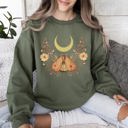 Medium Military Green Mystical Moth And Moon Enchanted Floral Night Sky Dreamscape Collection Sweatshirt
