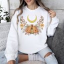 XXXL White Mystical Moth And Moon Enchanted Floral Night Sky Dreamscape Collection Sweatshirt