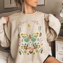  Twilight Flora and Fauna, Moon, Moth, and Flower Nature Scene Graphic Design Sweatshirt
