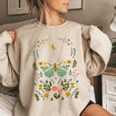 Large Sand Twilight Flora and Fauna, Moon, Moth, and Flower Nature Scene Graphic Design Sweatshirt