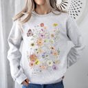  Butterfly Mountain Meadow Pressed Flower Botanical Print Vintage Inspired Sweatshirt