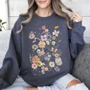  Butterfly Mountain Meadow Pressed Flower Botanical Print Vintage Inspired Sweatshirt
