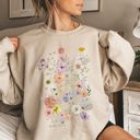 Large Sand Butterfly Mountain Meadow Pressed Flower Botanical Print Vintage Inspired Sweatshirt